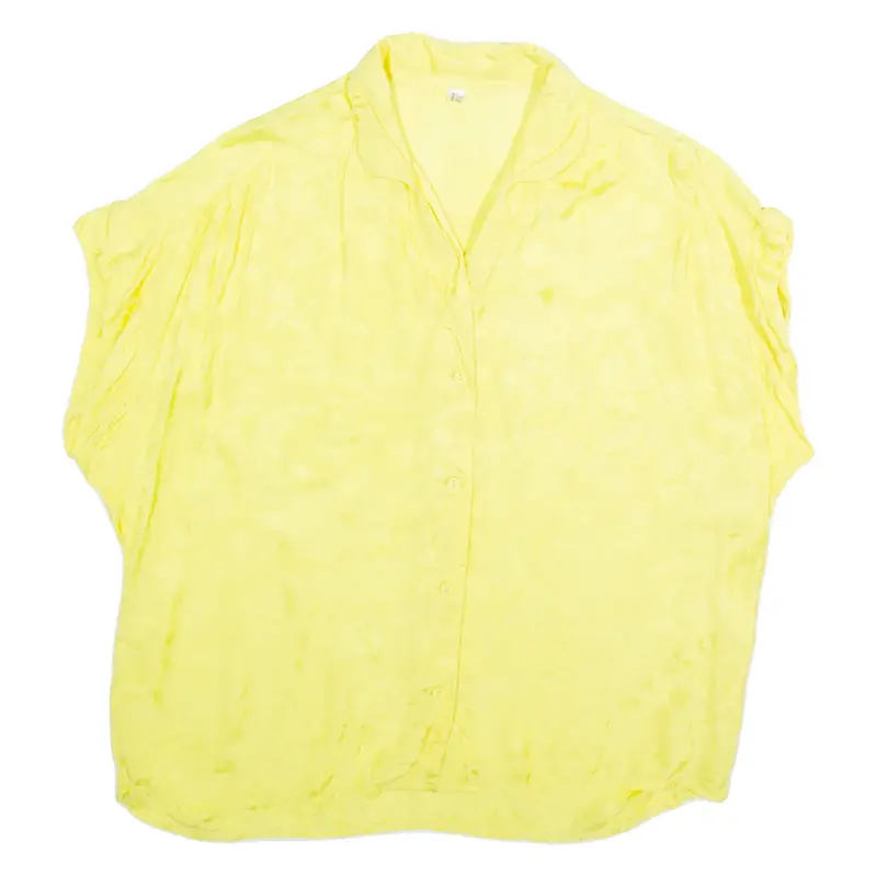 Womens Top Yellow V-Neck Sleeveless Viscose Floral M