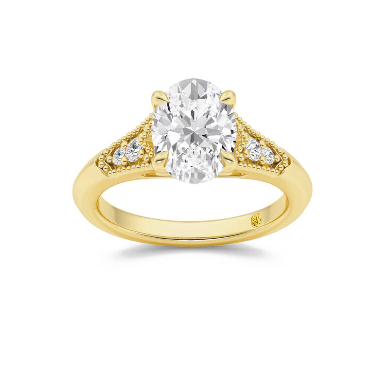 Lily Art Deco Oval Lab Grown Diamond Engagement Ring | 18K Yellow Gold 3 3/5 CT. TW.