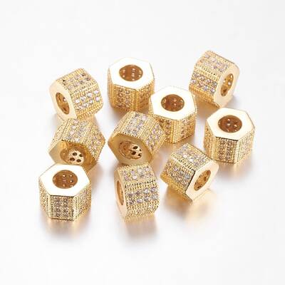 Brass Cubic Zirconia Beads