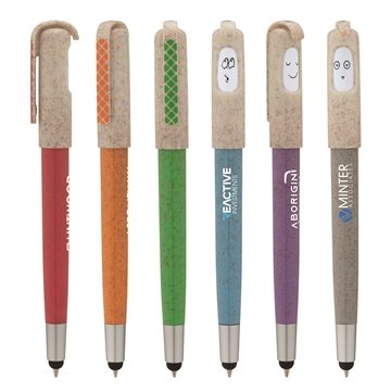 250 Custom Charlie Plunge-Action Ballpoint Stylus Mood Pen - Wheat ...