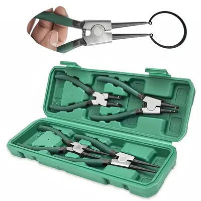 Professional Circlip Pliers Set, Durable Metal-Structure Circlip Pliers Set with Storage Box, Hand Tools for Home & Office