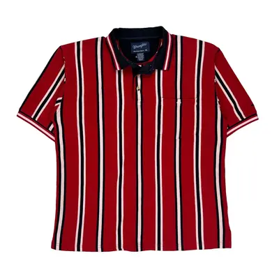 Wrangler Striped Polo Shirt - XL Red Cotton