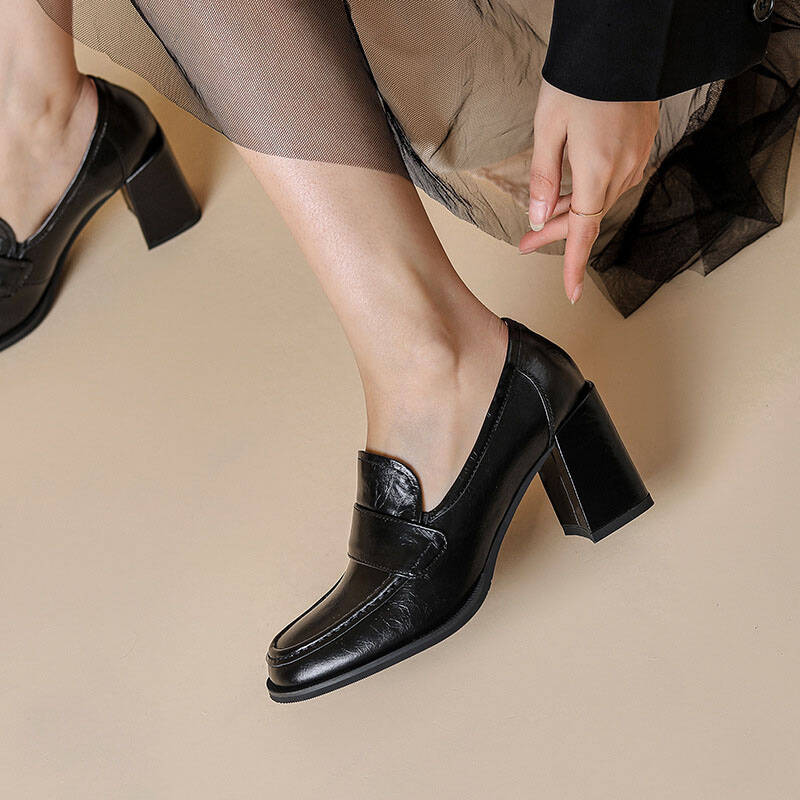 CHIKO Hamisi Square Toe Block Heels Loafers Shoes