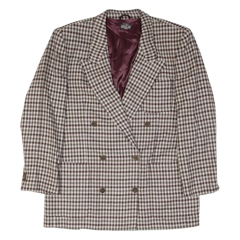 ST EMILE Blazer Jacket Maroon Wool 90s Check Womens L