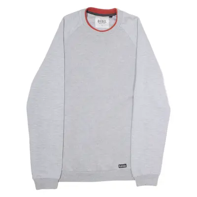 DIESEL Mens Jumper Grey Crew Neck Tight Knit L