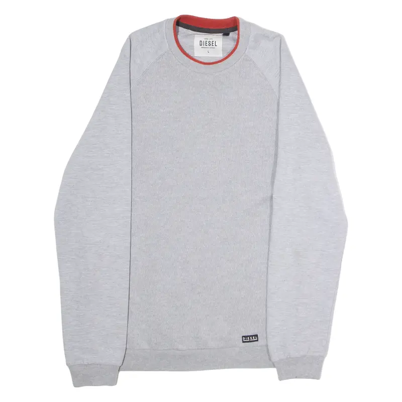 DIESEL Mens Jumper Grey Crew Neck Tight Knit L