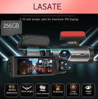 LASATE Dash Cam 4K Car Camera with 256GB Storage Night Vision& Motion Detection for Cars Perfect Father's Day Gift