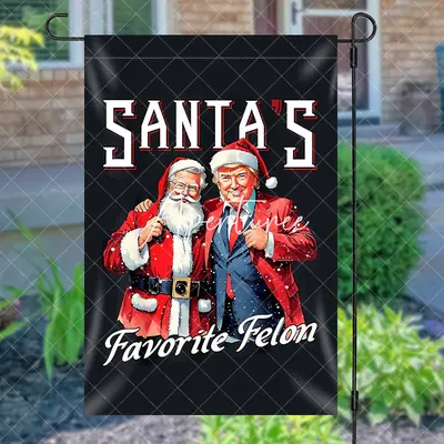 Aperturee Trump Santas Favorite Felon Christmas Garden Flag, 12x18 Inch, 19.99 USD, christmas garden flags, YZGF9O78