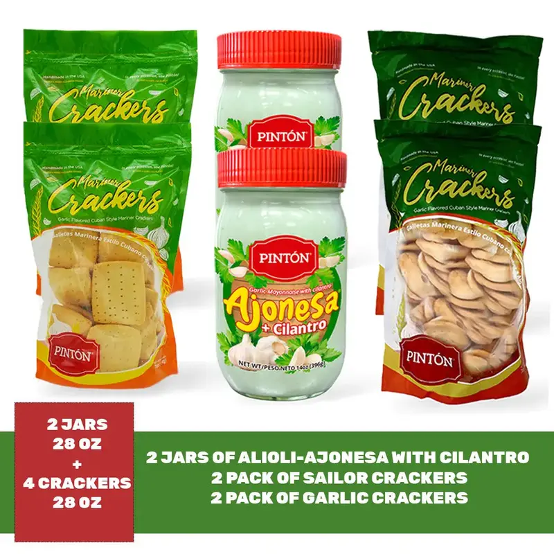 Pintón Triple Combo: Cuban Biscuits, Garlic Biscuits & Ajonesa con Cilantro (Ahorra más) Snack Cooky