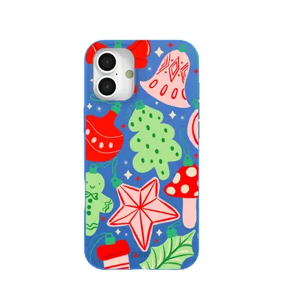 Electric Blue Festive Flair iPhone 16 Plus Case
