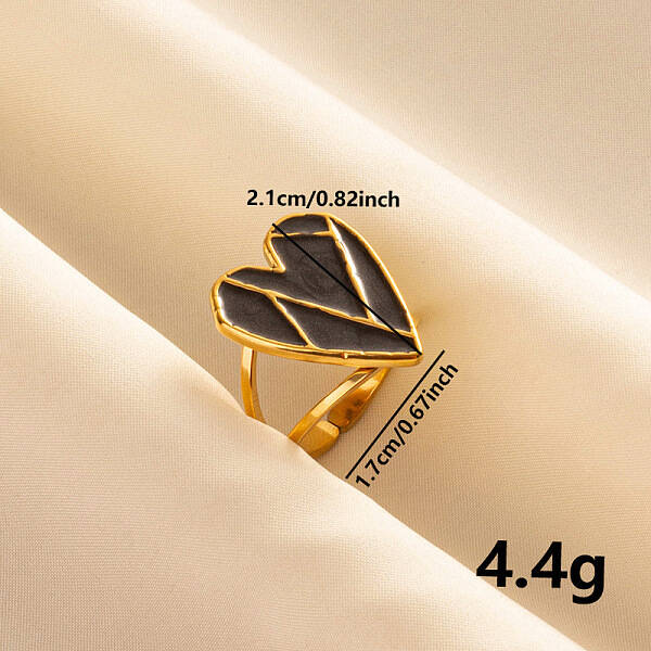 Vintage 304 Stainless Steel Enamel Cuff Ring