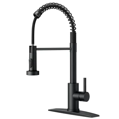 FORIOUS Black Kitchen Faucet with Pull Down Sprayer，High Pressure Single Handle Adjustable Rotated Sink，Basin Faucet Acce...