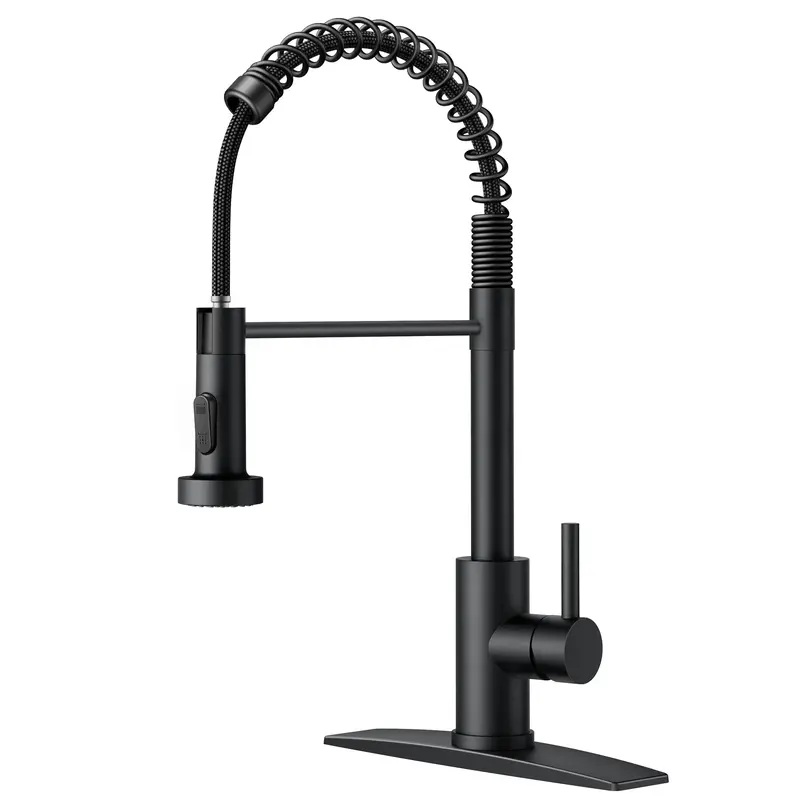 FORIOUS Black Kitchen Faucet with Pull Down Sprayer，High Pressure Single Handle Adjustable Rotated Sink，Basin Faucet Acce...