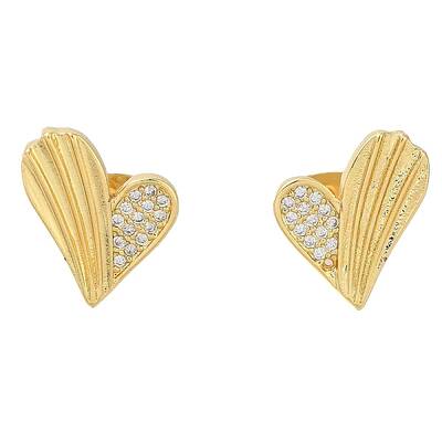 Brass Pave Clear Cubic Zirconia Stud Earrings