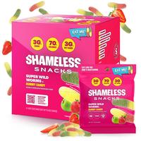 Super Wild Worms - Keto & Vegan Gummies (6 Bags), 3g Net Carbs, 3g Sugar, Gluten-Free, 70 calories per bag, healthy sweet sna...