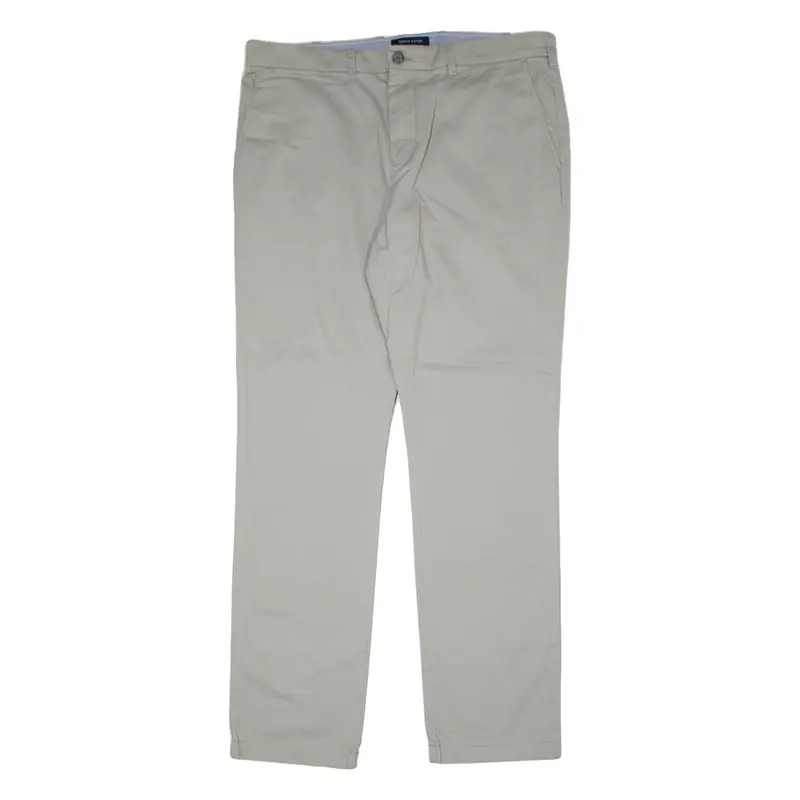 TOMMY HILFIGER Chino Mens Twill Trousers Grey Slim Straight W38 L34