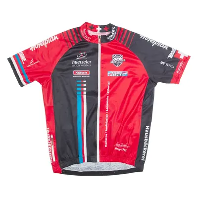 Cycling Zip Up Mens Jersey Red High Neck XL