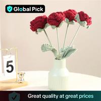 Handmade Knitted Rose, Artificial Rose Faux Flowers, Decorative Desk Plant, Home Decorative Flower Without Vase, Fake Flowers...