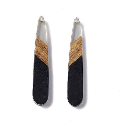 Opaque Resin & Walnut Wood Pendants