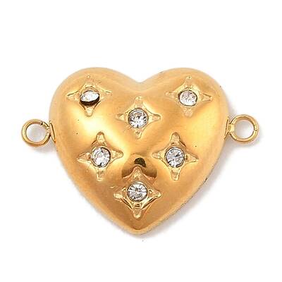 Ion Plating(IP) 304 Stainless Steel Micro Pave Clear Cubic Zirconia Connector Charms