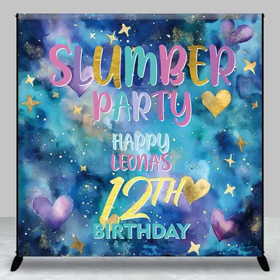 Custom Slumber Party Happy 12th Birthday Backdrop - Aperturee