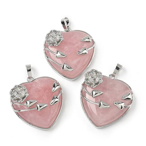 Natural Rose Quartz Heart Pendants