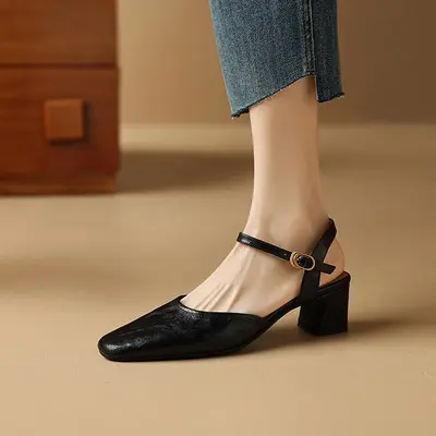 CHIKO Jamal Square Toe Block Heels Slingback Shoes