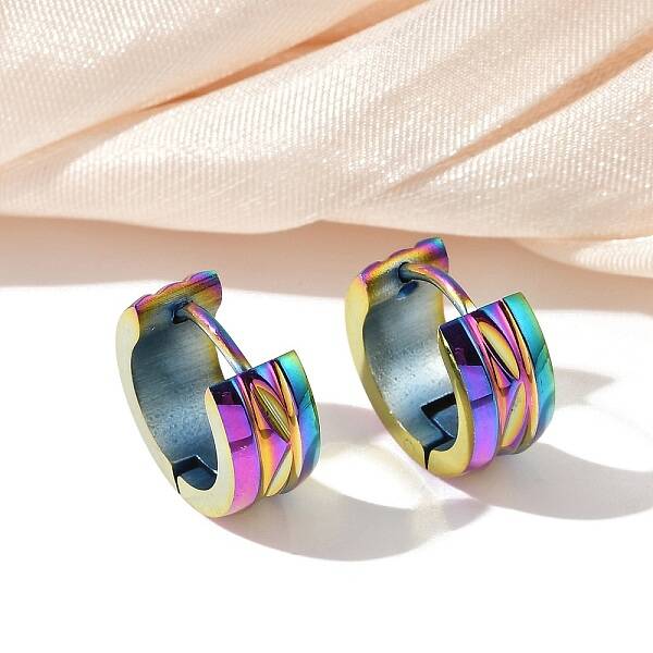 304 Stainless Steel Polishing Effect Hoop Earrings