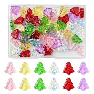 60Pcs 6 Colors Transparent Glass Bead Strands