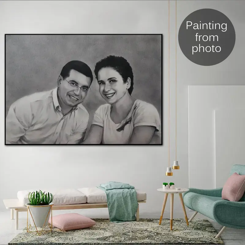 Abstract Custom Paintings from Photo Modern Loving Couple Painting Original Hand Painted Art Oil Painting Wall Decor | PAINTI...