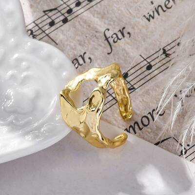 Textured Brass Cuff Finger Rings for Women