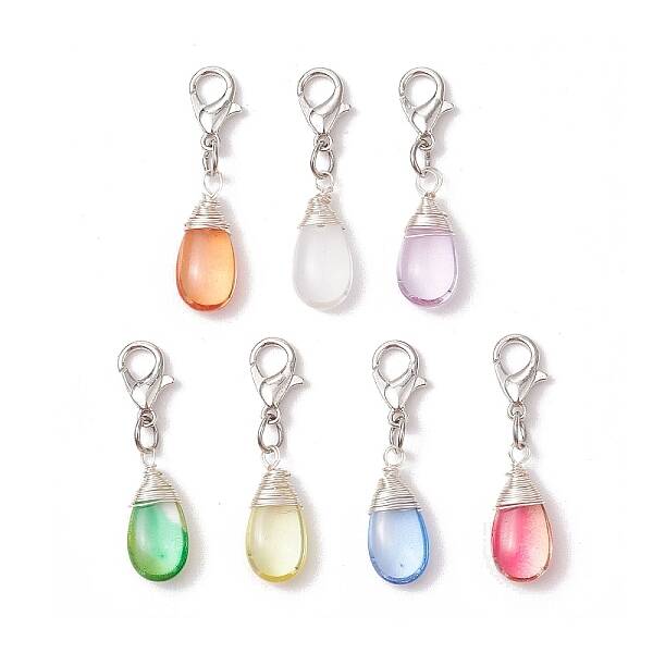 Wire Wrapped Glass Teardrop Pendant Decorations