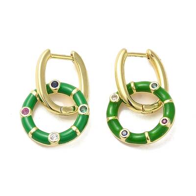 Real 18K Gold Plated Brass Ring Dangle Hoop Earrings