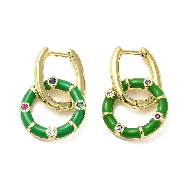 Real 18K Gold Plated Brass Ring Dangle Hoop Earrings
