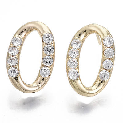 Brass Micro Pave Clear Cubic Zirconia Stud Earring