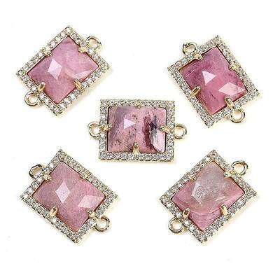 Natural Rhodonite Faceted Rectangle Links