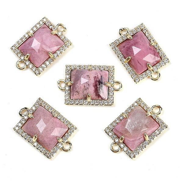 Natural Rhodonite Faceted Rectangle Links