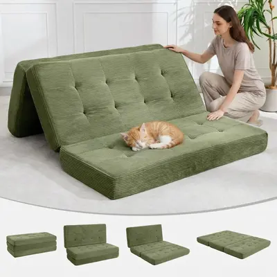 Garvee 6-Inch Tri-Fold Mattress, Foldable Floor Sofa Bed with High-Density Support Foam & Tufted Design – Portable Guest Be...