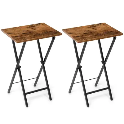 Set of 2 Folding TV Tray Tables, Portable Snack & Dinner Trays for Bed, Couch, or Living Room, Small & Lightweight Side Table...
