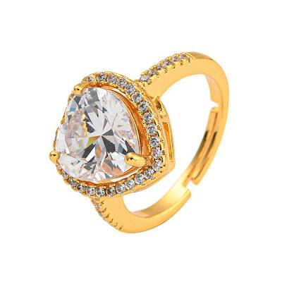 Rack Plating Brass Micro Pave Cubic Zirconia Adjustable Rings