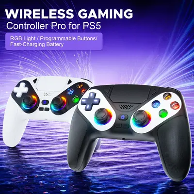 TikTokShopRestock Wireless Gaming Controller Pro for PS5 with LED RGB Light– Compatible with Playstation 5,Dual Vibration, ...