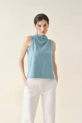 Draped Jersey Vest - Teal | Size: S