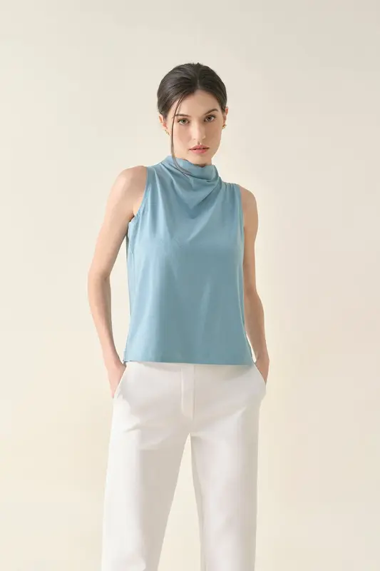 Draped Jersey Vest - Teal | Size: S