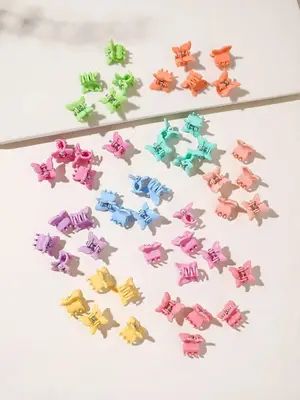 50pcs Colorful Butterfly Design Hair Claws, Sweet And Cute Mini Hair Clips, Bangs Fixed Decorative Hair Clips, Fashion Versat...