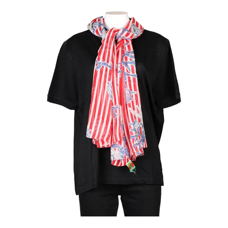Unbranded Striped Scarf - No Size Red Silk