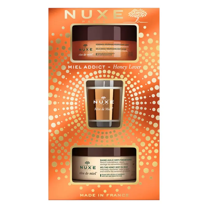 Cofanetto Natale 2022 Nuxe: Reve de Miel Deliciously Vegan Calming Body Scrub 175 ml + Reve de Miel Honey Body Balm All Body ...