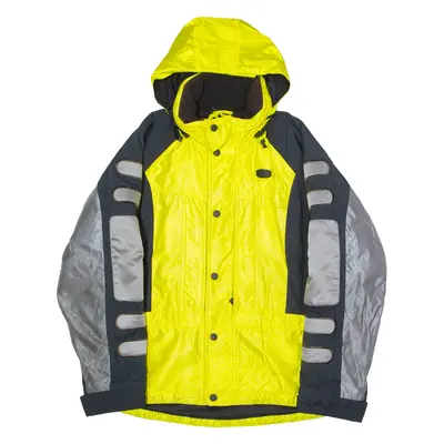 FILA Reflective Mens Ski Jacket Yellow Hooded Colourblock M