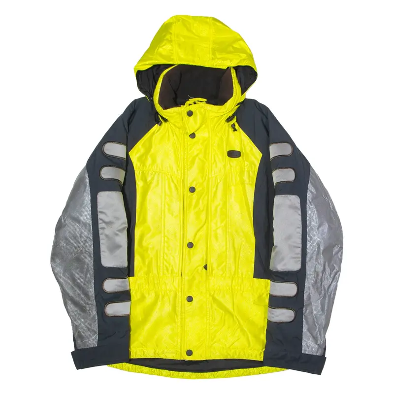 FILA Reflective Mens Ski Jacket Yellow Hooded Colourblock M