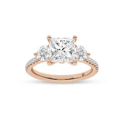 Zephyr Three Quarter Coverage Princess Cut Lab Grown Diamond Engagement Ring | 10K Rose Gold 3 1/2 CT. TW.