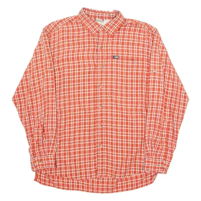 THE NORTH FACE Mens Shirt Orange Check Long Sleeve M